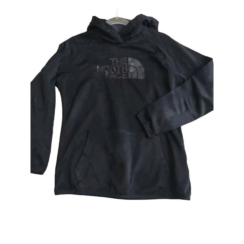 NORTH FACE Sweatshirt Women's Small Black Logo Graphic Cowl-Neck Hoodie